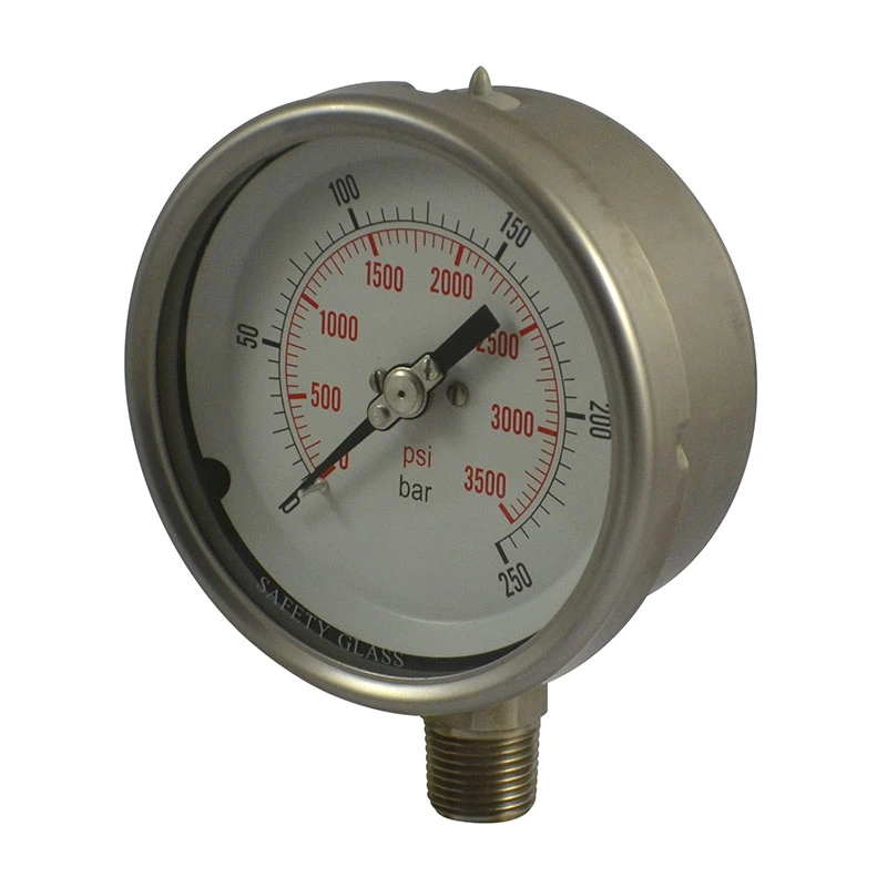 Lahat ng Stainless Steel Glycerin Filled Pressure Gauge